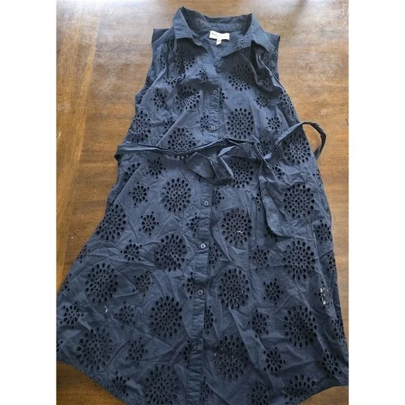 NWOT Michael Stars L Bernadette Button Shirt Dress Eyelet 124969 - Picture 6 of 6